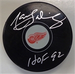 Marcel Dionne Autographed Detroit Red Wings Puck w/ HOF 92