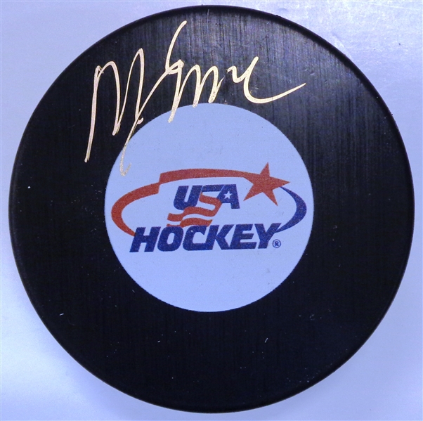 Mike Eruzione Signed USA Hockey Logo Hockey Puck