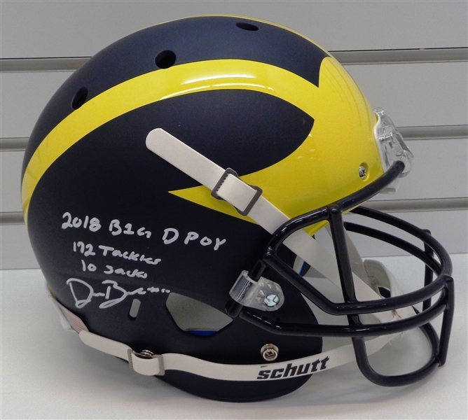 Devin Bush Jr. Autographed and Multi Inscribed Helmet