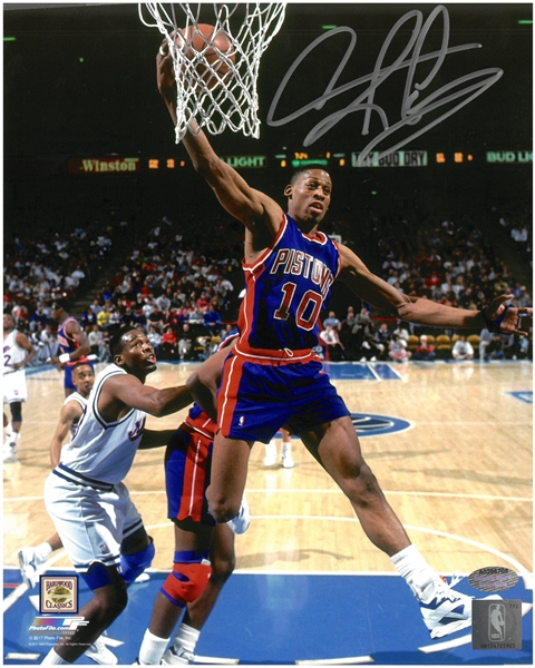 Dennis Rodman Signed Detroit Pistons Rebound Action 8x10 Photo
