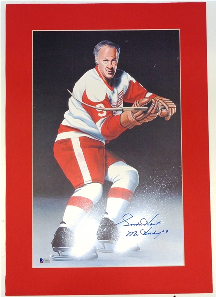 Gordie Howe Autographed Matted Lithograph