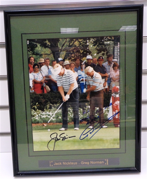 Jack Nicklaus & Greg Norman Signed & Framed 8x10