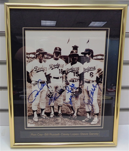 Cey/Russell/Lopes/Garvey Signed Framed 8x10