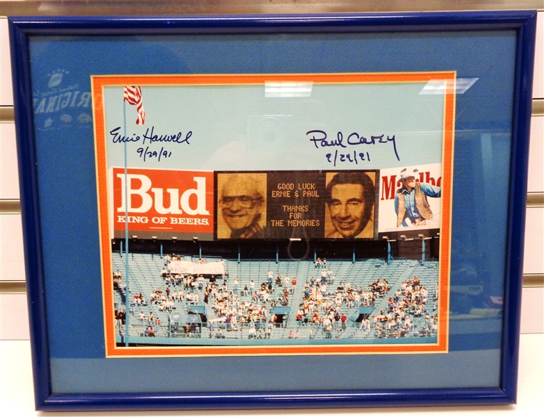Ernie Harwell & Paul Carey Autographed Framed 8x10