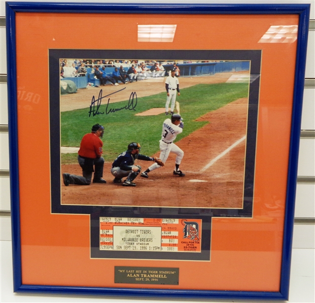 Alan Trammell Autographed Framed Last Hit 8x10 w/ Ticket