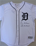 Denny McLain Signed Detroit Tigers White Majestic Replica Baseball Jersey w/68 AL MVP