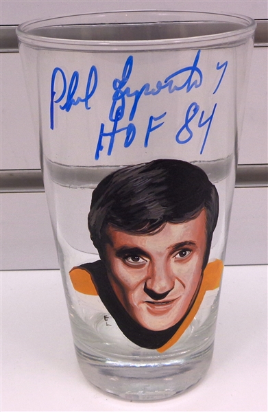 Phil Esposito Autographed Hand Painted Pint Glass