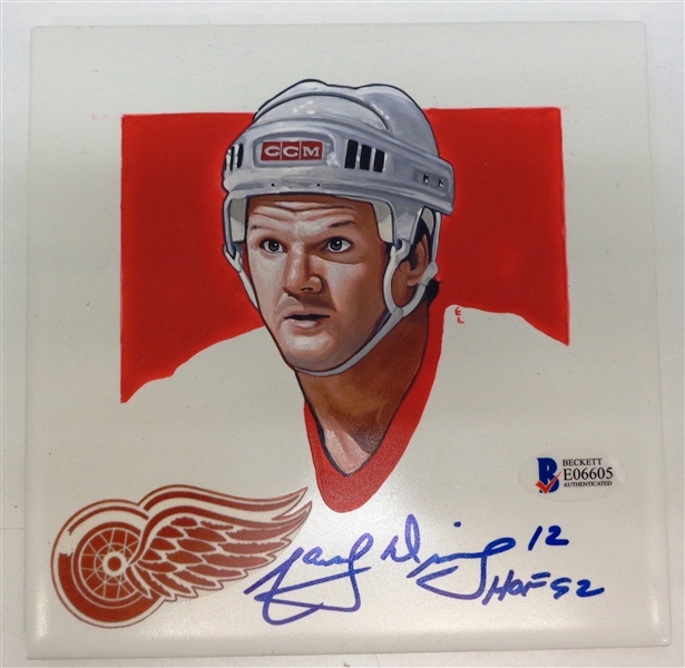 Marcel Dionne Autographed Hand Painted 5" Tile
