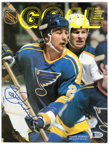 Lot Detail - Bernie Federko Autographed Goal Magazine