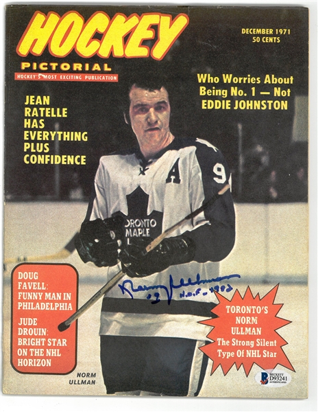 Norm Ullman Autographed 1971 Hockey Pictorial