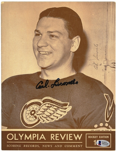 Carl Liscombe Autographed 1940s Red Wings Program