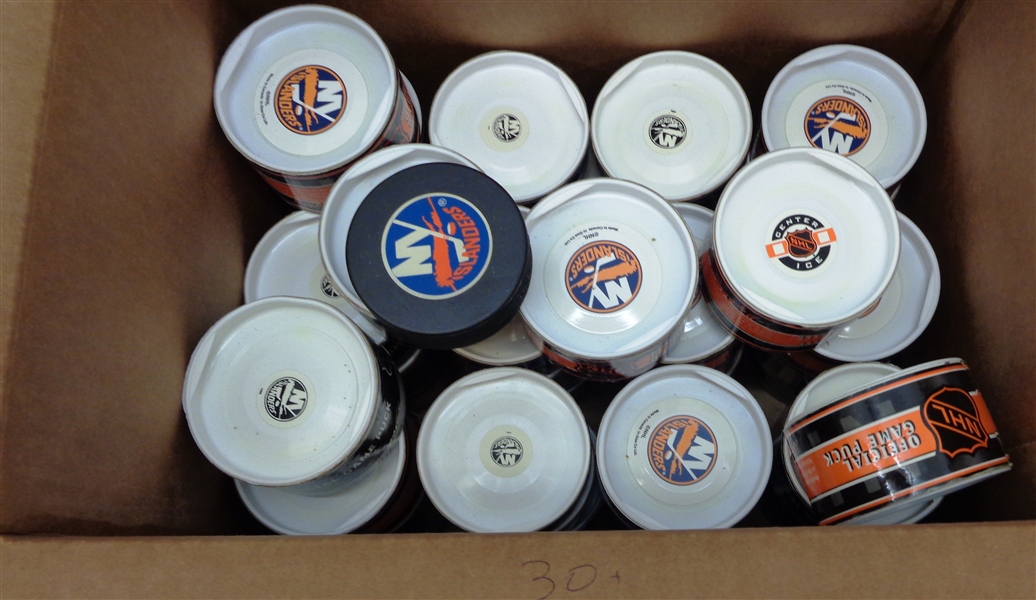 New York Islanders Lot of 30+ Game Pucks from late 1990s/early 2000s