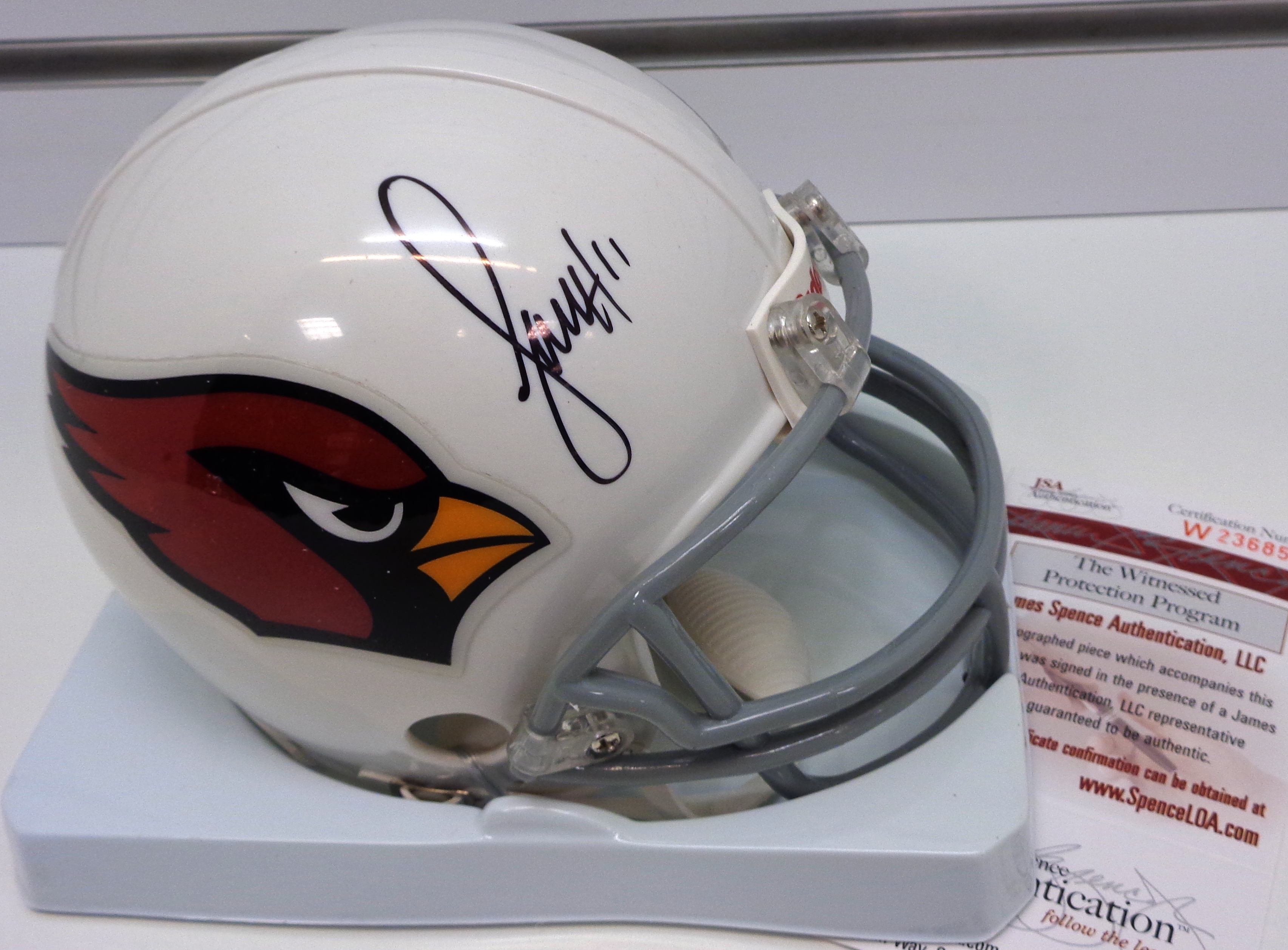 Larry Fitzgerald Signed Cardinals Mini Helmet (JSA)