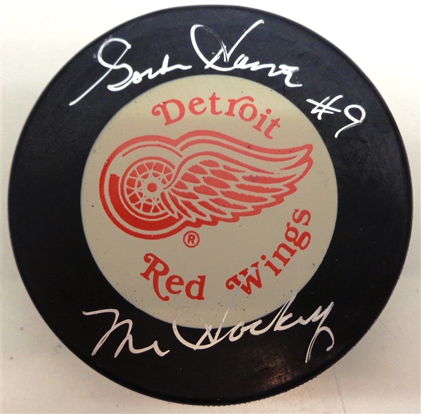 Gordie Howe Autographed Red Wings Puck w/ Mr. Hockey