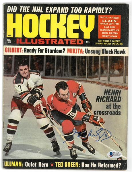 Henri Richard Autographed 1967 Hockey Illustrated