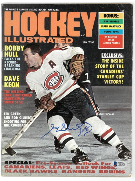 Henri Richard Autographed 1966 Hockey Illustrated