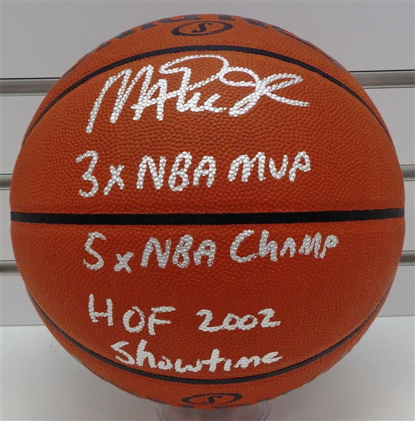 Magic Johnson Autographed Official Basketball w/ 4 Inscriptions