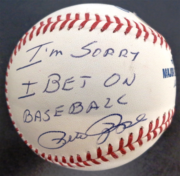 Pete Rose Autographed Ball w/ "Im Sorry I Bet on Baseball"