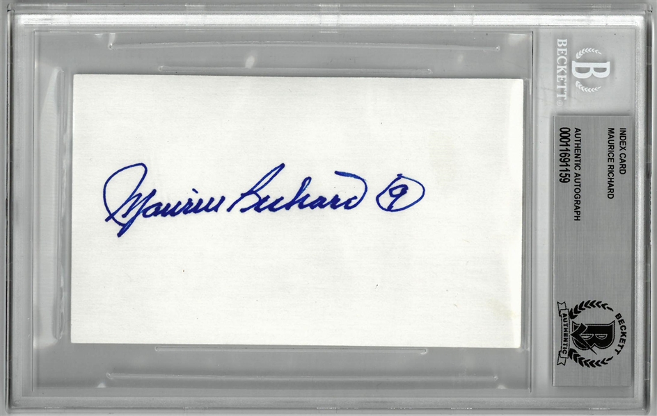 Maurice Richard Autographed 3x5 Index Card