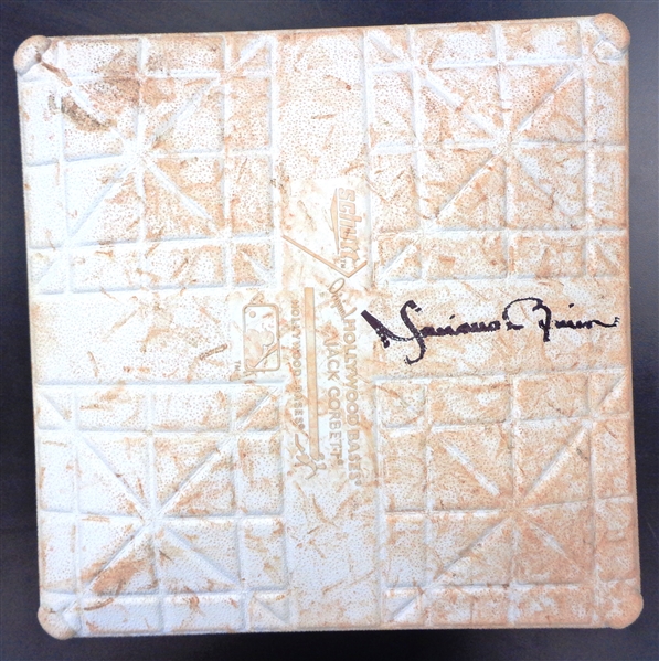 Mariano Rivera Autographed Game Used Base from his Final Season