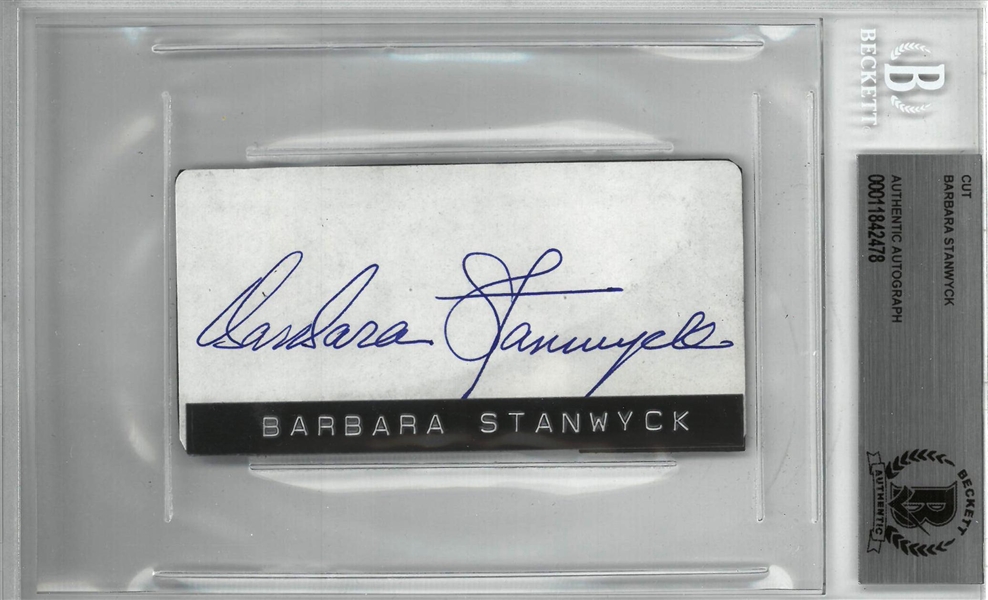 Barbara Stanwyck Autographed 2x4 Cut