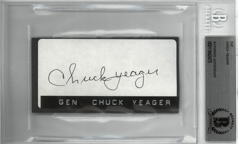 Chuck Yeager Autographed 2x4 Cut
