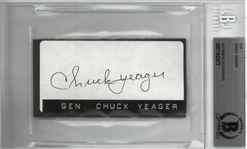 Chuck Yeager Autographed 2x4 Cut
