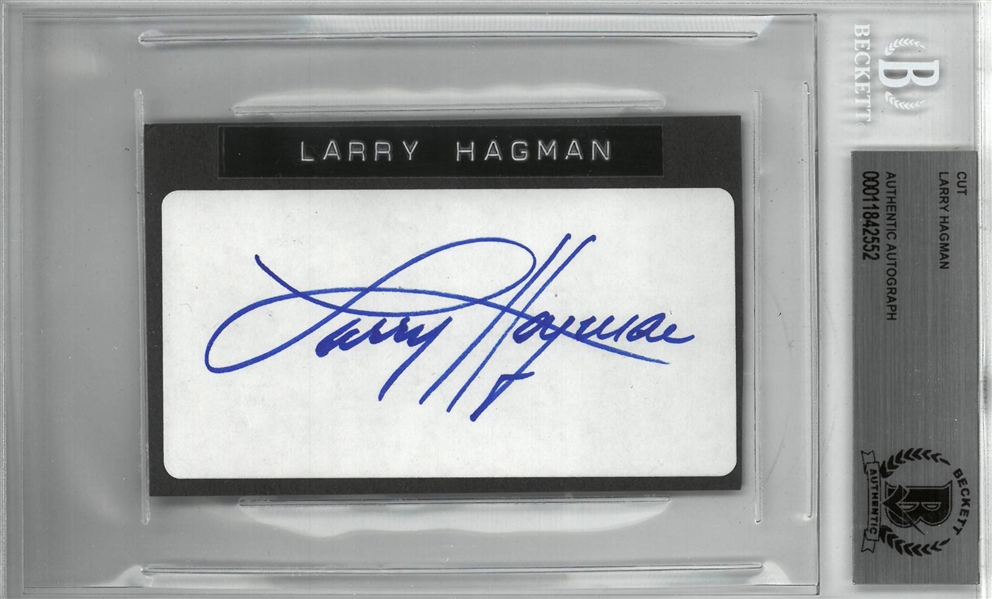Larry Hagman Autographed 2x4 Cut