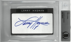 Larry Hagman Autographed 2x4 Cut