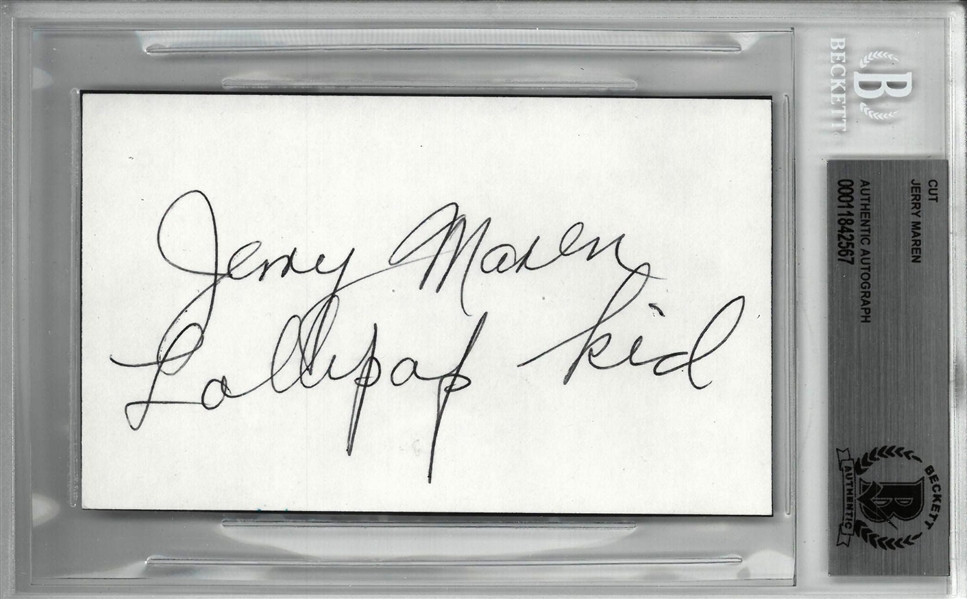 Jerry Maren Autographed 3x5 Cut "Wizard of Oz"