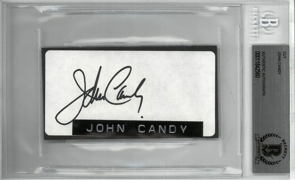 John Candy Autographed 2x4 Cut