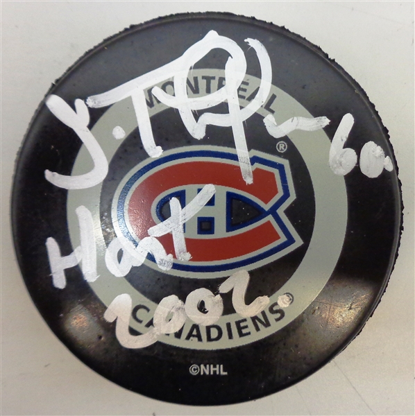 Jose Theodore Autographed Canadiens Puck w/ Hart
