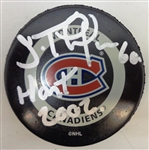 Jose Theodore Autographed Canadiens Puck w/ Hart