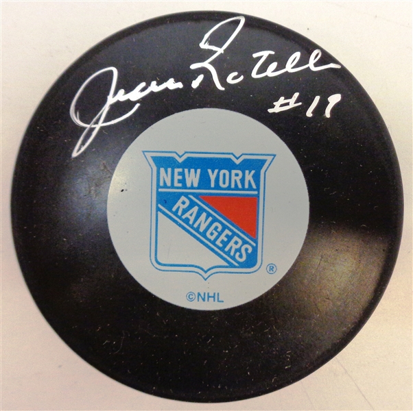 Jean Ratelle Autographed Rangers Puck