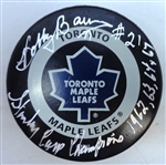 Bobby Baun Autographed Maple Leafs Puck w/ Cup Years