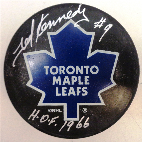 Ted Kennedy Autographed Maple Leafs Puck w/ HOF