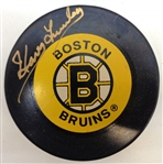 Harry Lumley Autographed Bruins Puck