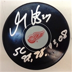 Darren McCarty Autographed Red Wings Puck w/ Cup Years