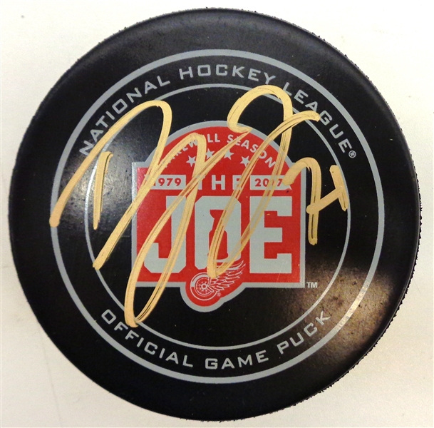 Dylan Larkin Autographed Farewell to the Joe Game Puck