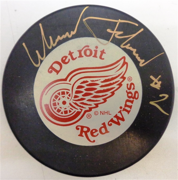 Slava Fetisov Autographed Red Wings Puck