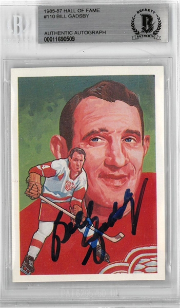 Bill Gadsby Autographed 1983 Cartophilium Hockey Hall of Fame Card