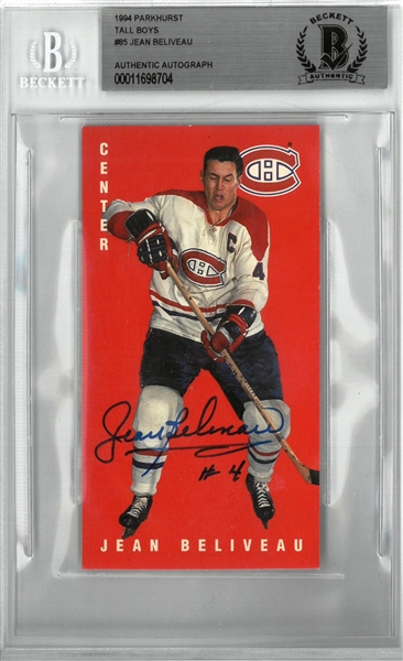 Jean Beliveau Autographed 1994 Parkhurst Tall Boys
