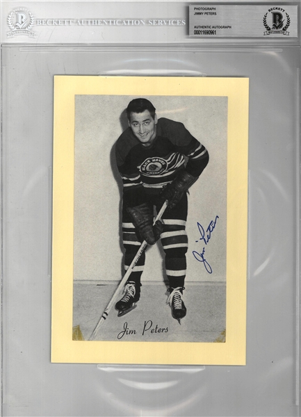 Jimmy Peters Autographed Black Hawks Bee Hive 5x8 Photo Card