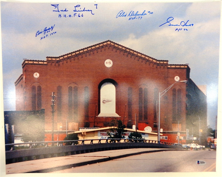 Howe/Lindsay/Delvecchio/Gadsby Autographed Olympia 16x20 w/ HOF