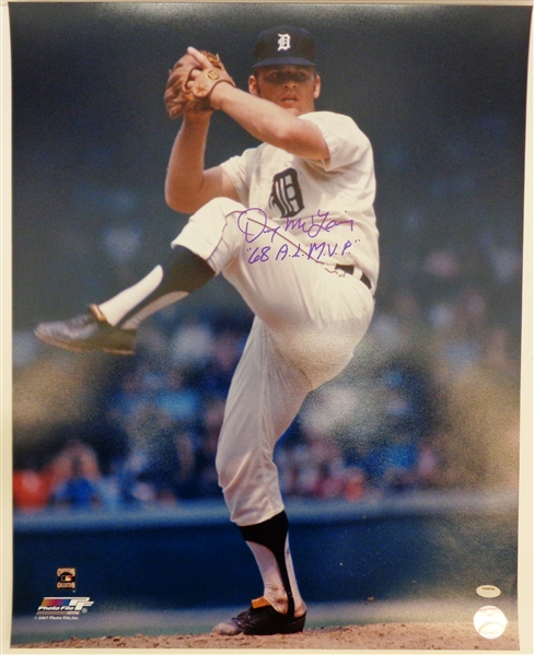 Denny McLain Signed Detroit Tigers Pitching 16x20 Photo w/68 AL MVP