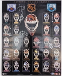 NHL Goalie Masks 16x20 Autographed by 17