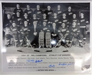 Kelly/Delvecchio/Skov/Dineen/Bonin Autographed 1955 Wings 16x20