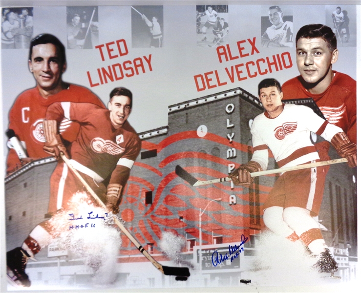 Ted Lindsay & Alex Delvecchio Autographed 16x20 Photo