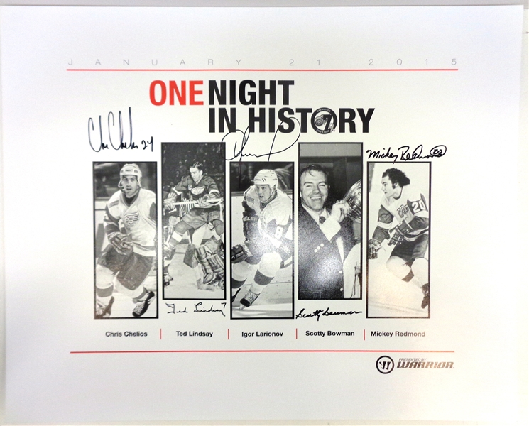 Chelios/Lindsay/Larionov/Bowman/Redmond Signed 16x20 Photo