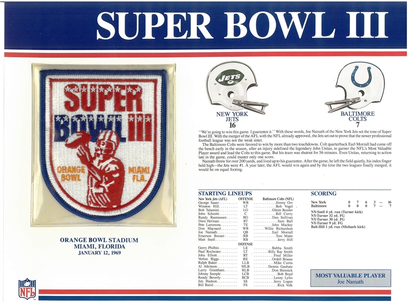 Super Bowl III Patch in Display